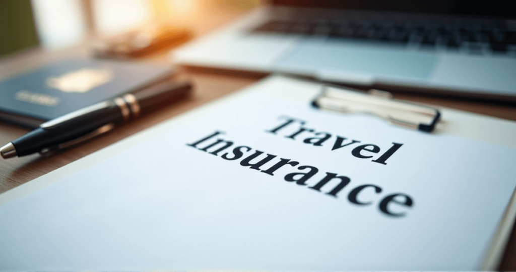 a close-up of a travel insurance document